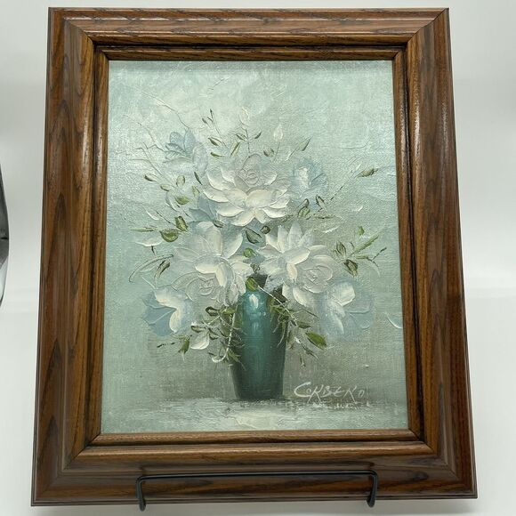 Oil Painting Flowers in‎ Vase Signed Corbero Framed 11x13 COA Artistic Interiors - Picture 1 of 15